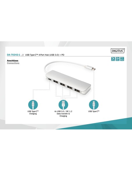 HUB USB-C ™ de 4 puertos USB 3.0 + PD