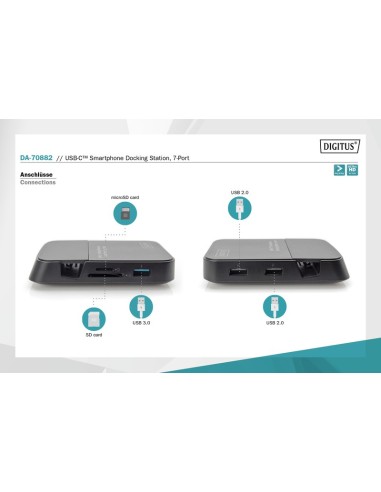 Estación de acoplamiento para smartphone USB-C™, 7 puertos