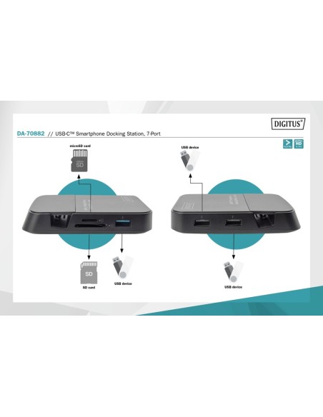 Estación de acoplamiento para smartphone USB-C™, 7 puertos