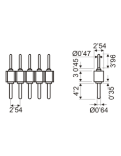 TIRA 40 CTS MACHO ADAPTADORA MACHO PASO 2.54 2