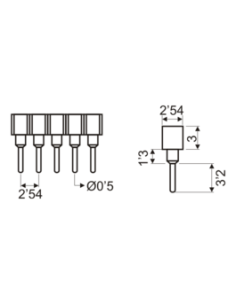 TIRA HEMBRA 60 CTS HEMBRA PIN TORNEADO PASO 2.54 2