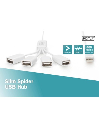HUB USB 2.0 4x en cable flexible