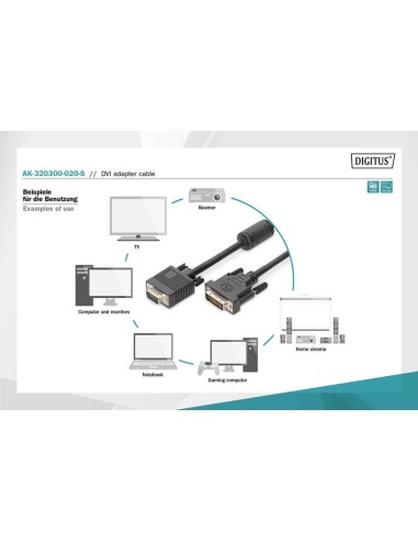 CABLE DVI-I MACHO A VGA  MACHO 2MTS