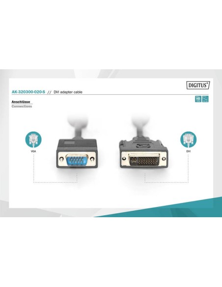 CABLE DVI-I MACHO A VGA  MACHO 2MTS