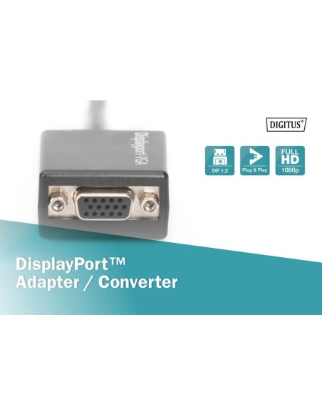 ADAPTADOR DISPLAY PORT MACHO A VGA HEMBRA