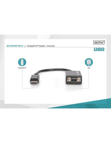 ADAPTADOR DISPLAY PORT MACHO A VGA HEMBRA