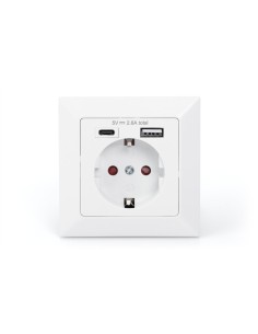Enchufe de seguridad para el montaje empotrado con 1 USB Type C™, 1 USB A 2