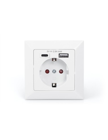 Enchufe de seguridad para el montaje empotrado con 1 USB Type C™, 1 USB A