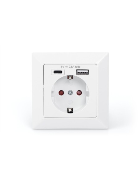 Enchufe de seguridad para el montaje empotrado con 1 USB Type C™, 1 USB A