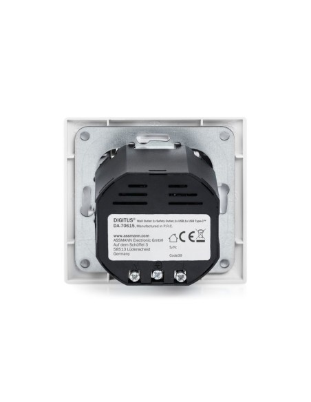 Enchufe de seguridad para el montaje empotrado con 1 USB Type C™, 1 USB A