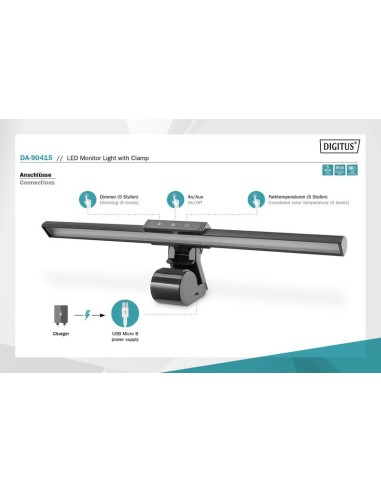 Luminaria LED de monitor con fijación de presión