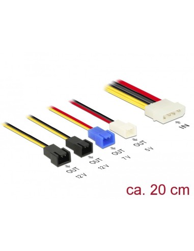 Cable de alimentación Molex 4 pin macho - 4 x 2 pin ventilador 20cm