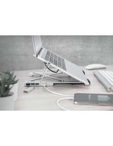 Soporte variable para notebook con hub USB-C™ integrado, 5 puertos