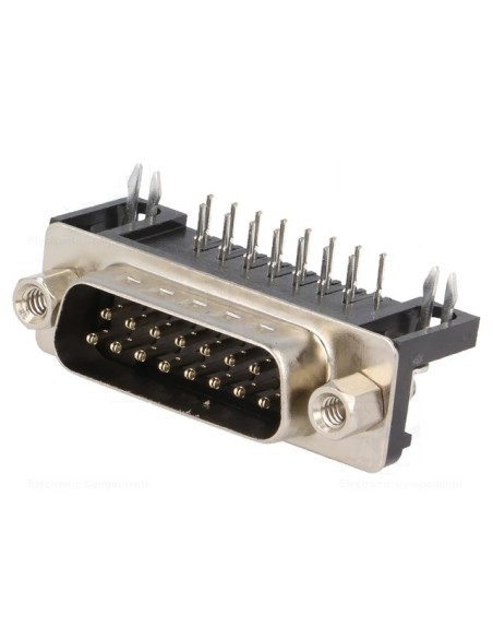 CONECTOR SUB-D MACHO ACODADO TAPA 15CTS PCB
