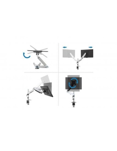 Soporte monitor sobremesa con resorte de gas y fijación para escritorio