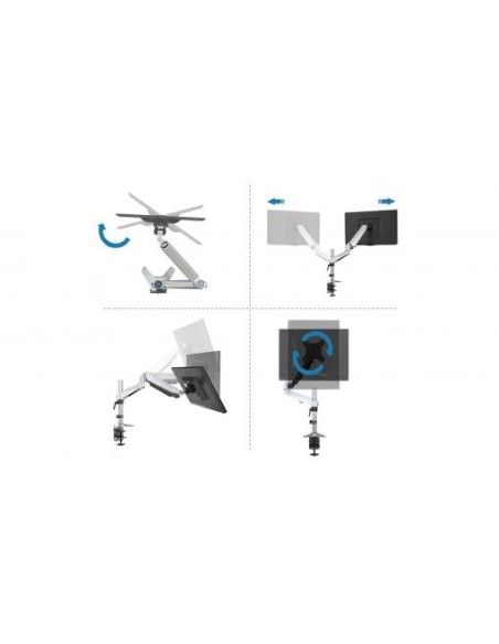 Soporte monitor sobremesa con resorte de gas y fijación para escritorio