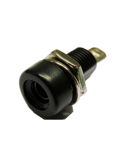 BANANA HEMBRILA 4MM CHASIS NEGRA CON LENGUETA PARA SOLDAR