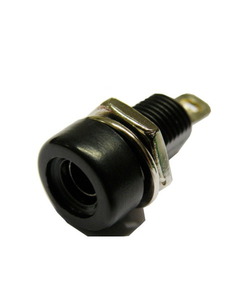 BANANA HEMBRILA 4MM CHASIS NEGRA CON LENGUETA PARA SOLDAR