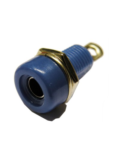 BANANA HEMBRILA 4MM CHASIS AZUL CON LENGUETA PARA SOLDAR