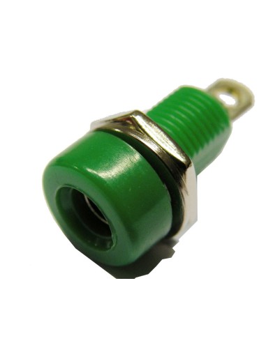 BANANA HEMBRILA 4MM CHASIS VERDE CON LENGUETA PARA SOLDAR
