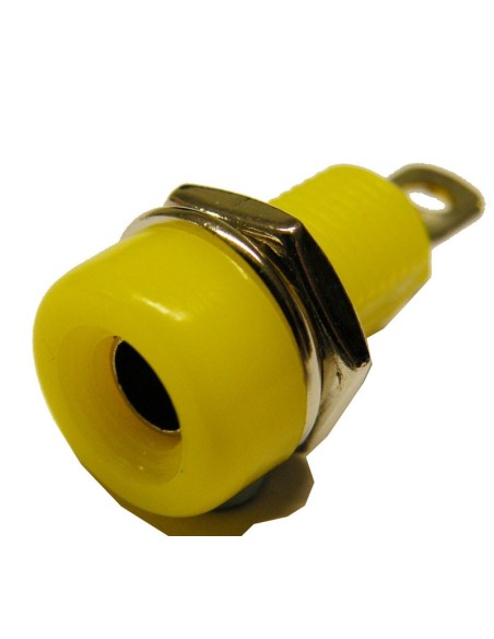 BANANA HEMBRILA 4MM CHASIS AMARILLA CON LENGUETA PARA SOLDAR