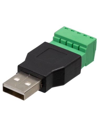 Conector USB A macho con terminales