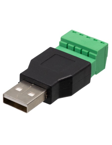 Conector USB A macho con terminales