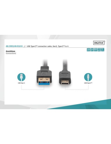 CABLE USB-C/USB-A 3.1 M/M 1MTS