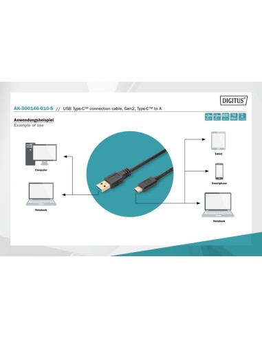 CABLE USB-C/USB-A 3.1 M/M 1MTS