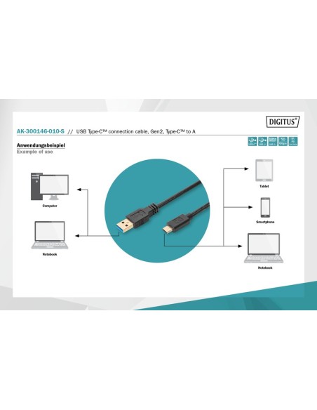 CABLE USB-C/USB-A 3.1 M/M 1MTS