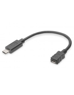 Cable USB type C - micro B M/F, 0,15m, 3A, 480MB, Version 2.0