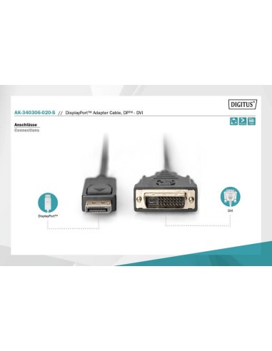 Cable Display Port a DVI-D M/M 2mts