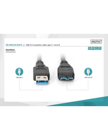 Cable 1mts USB3-micro USB m/m