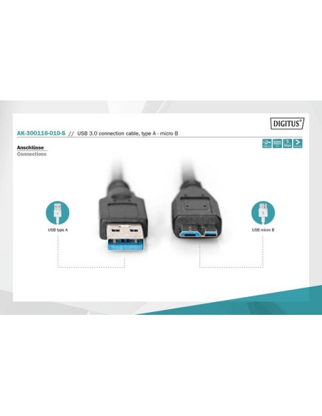 Cable 1mts USB3-micro USB m/m