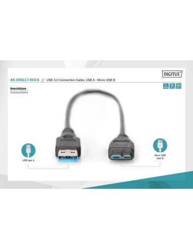 Cable 0.25mts USB3-micro USB m/m