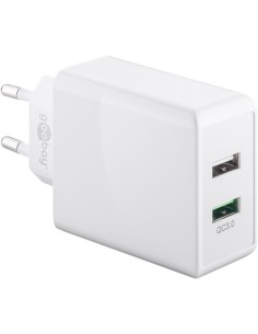 Cargador rápido USB dual USB/QC3.0 (28 W), blanco