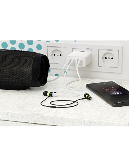 Cargador USB de 4 vías (30 W), blanco