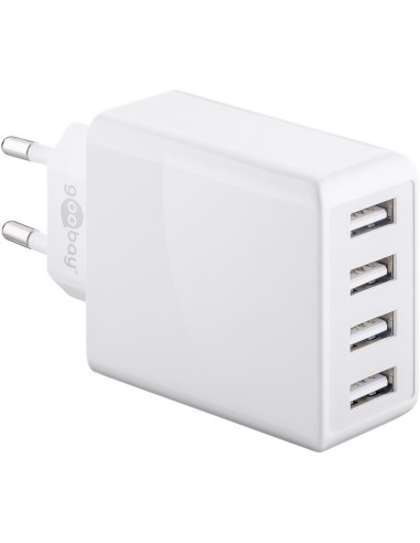 Cargador USB de 4 vías (30 W), blanco