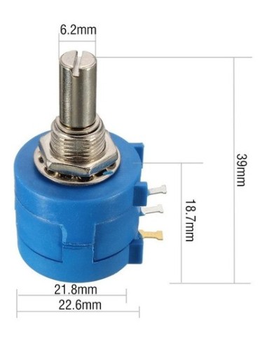 Potenciometro de mando 10 vueltas 5K 2W