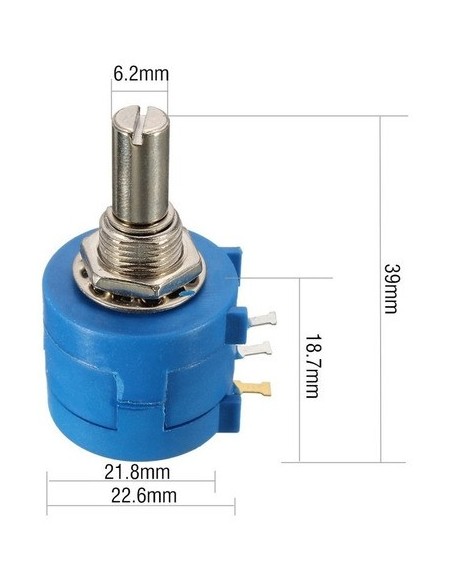 Potenciometro de mando 10 vueltas 5K 2W