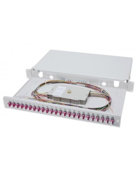 Caja empalmes FIBRA ÓPTICA 1U,  24 X LC, OM4 montada