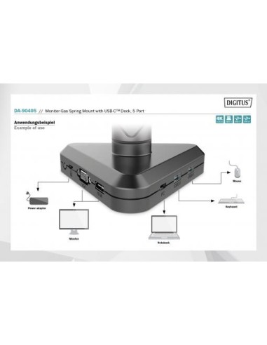Soporte de monitor inteligente con estación de acoplamiento integrada, muelle neumático y fijación de apriete