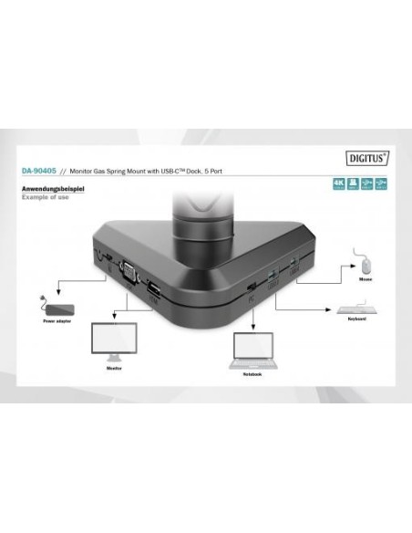 Soporte de monitor inteligente con estación de acoplamiento integrada, muelle neumático y fijación de apriete