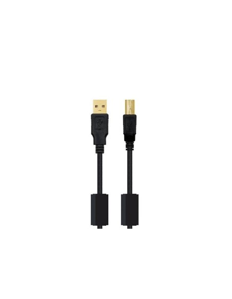 Cable USB2.0 A/B M/M dorado con ferrita 2Mts.