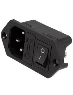 Base chasis con tornillos IEC320 C14 MACHO con fusible e interruptor 250VAC/10A