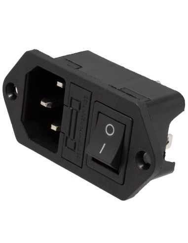 Base chasis con tornillos IEC320 C14 MACHO con fusible e interruptor 250VAC/10A