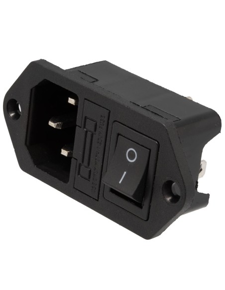 Base chasis con tornillos IEC320 C14 MACHO con fusible e interruptor 250VAC/10A