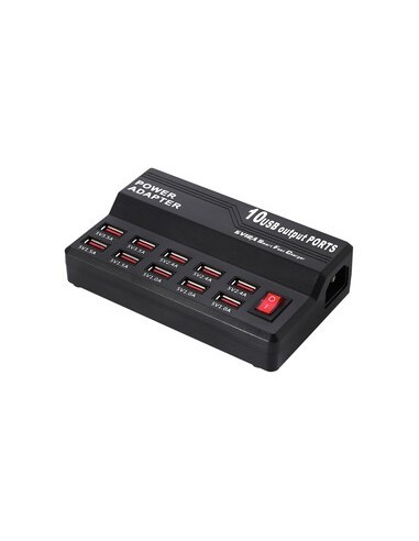 Alimentador USB de 10 puertos  10 salidas USB 5VDC Carga máxima total: 12A