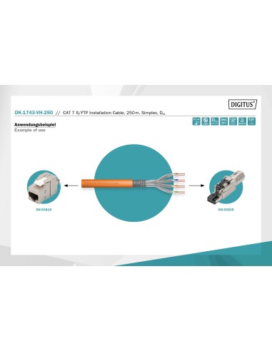 CABLE CAT 7 S-FTP  1200 MHz Dca (EN 50575), AWG 23/1, 250 m