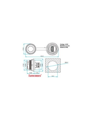 Adaptador USB A Hembra-Hembra, Estanco
